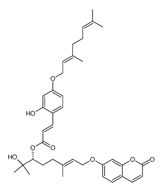 (R)-6-O-(4-geranyloxy-2-hydroxy)cinnamoylmarmin结构式