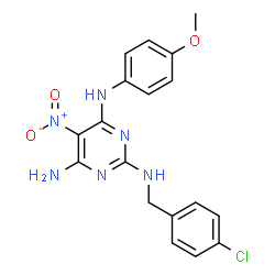 N~2~-(4-chlorobenzyl)-N~4~-(4-methoxyphenyl)-5-nitropyrimidine-2,4,6-triamine结构式