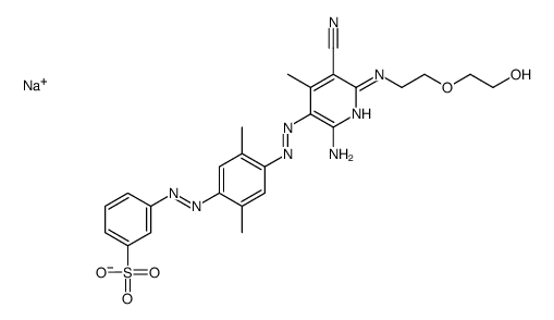 sodium m-[[4-[[2-amino-5-cyano-6-[[2-(2-hydroxyethoxy)ethyl]amino]-4-methyl-3-pyridyl]azo]-2,5-xylyl]azo]benzenesulphonate结构式