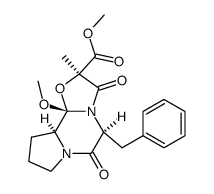 (10aS)-5t-benzyl-10b-methoxy-2-methyl-3,6-dioxo-(10ar,10bt)-octahydro-oxazolo[3,2-a]pyrrolo[2,1-c]pyrazine-2t-carboxylic acid methyl ester Structure