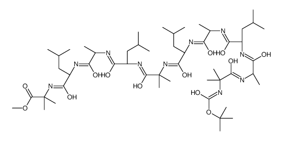 butyloxycarbonyl-aminoisobutyryl-alanyl-leucyl-alanyl-leucyl-aminoisobutyryl-leucyl-alanyl-leucyl-aminoisobutyryl methyl ester Structure