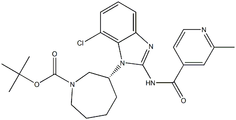 1H-Azepine-1-carboxylic acid, 3-[7-chloro-2-[[(2-methyl-4-pyridinyl)carbonyl]amino]-1H-benzimidazol-1-yl]hexahydro-, 1,1-dimethylethyl ester, (3R)-结构式