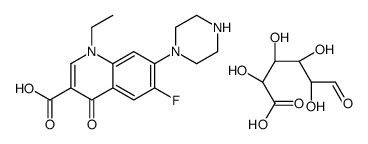 1-ethyl-6-fluoro-4-oxo-7-piperazin-1-ylquinoline-3-carboxylic acid,(2S,3S,4S,5R)-2,3,4,5-tetrahydroxy-6-oxohexanoic acid结构式