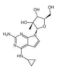 2-amino-4-cyclopropylamino-7-(2-C-methyl-β-D-ribofuranosyl)-7H-pyrrolo[2,3-d]pyrimidine结构式