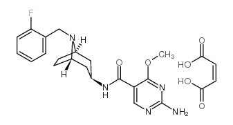 2-Amino-N-(8-(o-fluorobenzyl)-3-beta-nortropanyl)-4-methoxy-5-pyrimidi necarboxamide structure