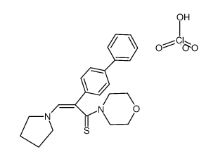 (Z)-2-Biphenyl-4-yl-1-morpholin-4-yl-3-pyrrolidin-1-yl-propenethione; compound with perchloric acid结构式