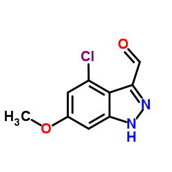 4-Chloro-6-methoxy-1H-indazole-3-carbaldehyde结构式