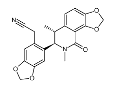 trans-N-Methyl-3-(2-(cyanomethyl)-4,5-(methylenedioxy)phenyl)-4-methyl-7,8-(methylenedioxy)-3,4-dihydro-1(2H)-isoquinolone Structure