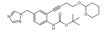 tert-butyl 4-((1H-1,2,4-triazol-1-yl)-methyl)-2-(4-(tetrahydro-2H-pyran-2-yloxy)but-1-ynyl)-phenylcarbamate结构式