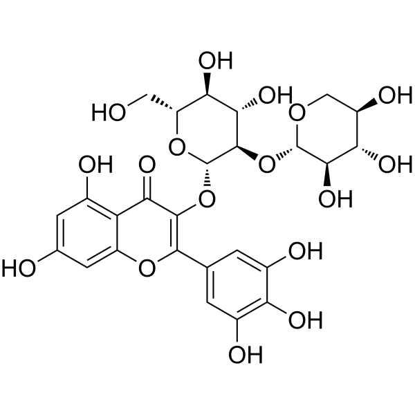 杨梅素-3-O-Β-D-木糖(1-2)-Β-D-葡萄糖苷结构式