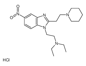 N,N-diethyl-2-[5-nitro-2-(2-piperidin-1-ium-1-ylethyl)benzimidazol-1-yl]ethanamine,chloride Structure