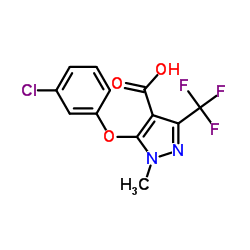 5-(3-Chlorophenoxy)-1-methyl-3-(trifluoromethyl)-1H-pyrazole-4-carboxylic acid structure