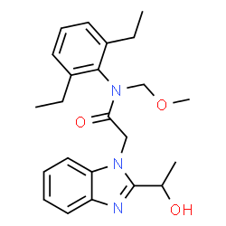 N-(2,6-diethylphenyl)-2-(2-(1-hydroxyethyl)-1H-benzo[d]imidazol-1-yl)-N-(methoxymethyl)acetamide Structure