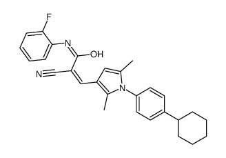 2-cyano-3-[1-(4-cyclohexylphenyl)-2,5-dimethylpyrrol-3-yl]-N-(2-fluorophenyl)prop-2-enamide Structure