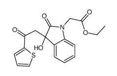 ethyl 2-[3-hydroxy-2-oxo-3-(2-oxo-2-thiophen-2-ylethyl)indol-1-yl]acetate结构式