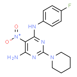 N-(4-fluorophenyl)-5-nitro-2-(piperidin-1-yl)pyrimidine-4,6-diamine picture