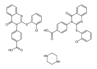 4-[2-(2-chlorophenyl)sulfanyl-4-oxoquinazolin-3-yl]benzoic acid,piperazine Structure