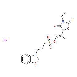 sodium 2-[2-(3-ethyl-4-oxo-2-thioxooxazolidin-5-yl)prop-1-enyl]-2H-benzoxazole-3-propylsulphonate结构式