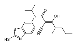 2-cyano-3-hydroxy-4-methyl-hept-2-enoic acid isopropyl-(2-mercapto-benzothiazol-6-yl)-amide Structure