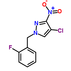 4-CHLORO-1-(2-FLUORO-BENZYL)-3-NITRO-1H-PYRAZOLE结构式