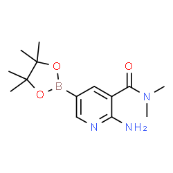 6-Amino-5-(dimethylcarbamoyl)pyridine-3-boronic acid pinacol结构式