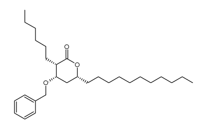 (3S,4S,6R)-4-(benzyloxy)-3-hexyl-3,4,5,6-tetrahydro-6-undecyl-2H-pyran-2-one Structure