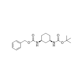 苄基((1R,3S)-环己烷-1,3-二基)二氨基甲酸叔丁酯(左旋)结构式