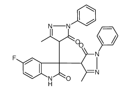 5-fluoro-3,3-bis-(3'-methyl-5'-oxo-1'-phenylpyrazol-4'-yl)indol-2<1H>-one结构式