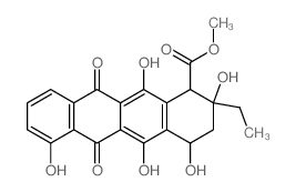 1-Naphthacenecarboxylicacid, 2-ethyl-1,2,3,4,6,11-hexahydro-2,4,5,7,12-pentahydroxy-6,11-dioxo-,methyl ester, (1R,2R,4S)- Structure