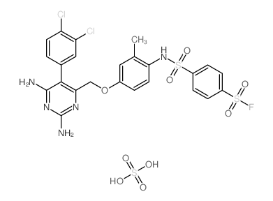 4-[[4-[[2,6-diamino-5-(3,4-dichlorophenyl)pyrimidin-4-yl]methoxy]-2-methyl-phenyl]sulfamoyl]benzenesulfonyl fluoride; sulfuric acid structure