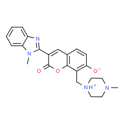 7-hydroxy-3-(1-methyl-1H-benzo[d]imidazol-2-yl)-8-((4-methylpiperazin-1-yl)methyl)-2H-chromen-2-one结构式