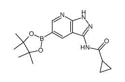 cyclopropanecarboxylic acid [5-(4,4,5,5,tetramethyl-[1,3,2]dioxaborolan-2-yl)-1H-pyrazolo[3,4-b]pyridin-3-yl]amide Structure