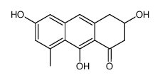 (-)-3,4-Dihydro-3,6,9-trihydroxy-8-methylanthracen-1(2H)-one Structure