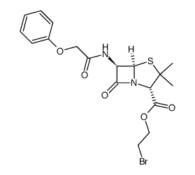 2-bromoethyl (2S,5R,6R)-3,3-dimethyl-7-oxo-6-(2-phenoxyacetamido)-4-thia-1-azabicyclo[3.2.0]heptane-2-carboxylate Structure