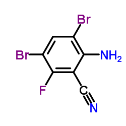 2-Amino-3,5-dibromo-6-fluorobenzonitrile结构式