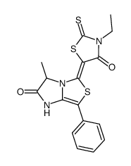 3-ethyl-5-(3-methyl-2-oxo-7-phenyl-2,3-dihydro-1H,5H-imidazo<1,2-c>thiazol-5-ylidene)-2-thioxothiazolidin-4-one结构式