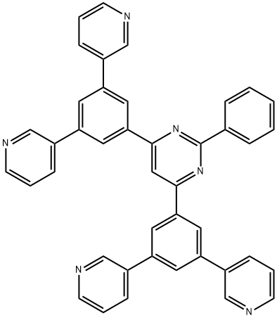 4,6-Bis(3,5-di(pyridin-3-yl)phenyl)-2-phenylpyrimidine Synonym: B3PYPPM,B3PyPPM (LUMO: ~3. 41eV HOMO: ~7.15eV)[lit] picture