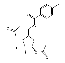 1,3-di-O-acetyl-2-C-methyl-5-O-p-methylbenzoyl-β-D-ribofuranose结构式