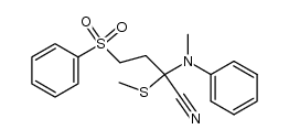 2-(methyl(phenyl)amino)-2-(methylthio)-4-(phenylsulfonyl)butanenitrile Structure