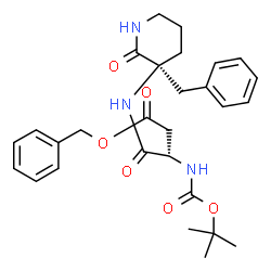 (3S)-3-[(tert-Butyloxycarbonyl)amino]-4-oxo-4-[[(S)-3-benzyl-2-oxopiperidin-3-yl]amino]butyric acid benzyl ester Structure