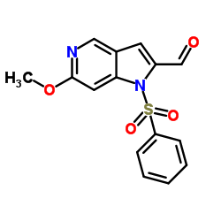 6-Methoxy-1-(phenylsulfonyl)-1H-pyrrolo[3,2-c]pyridine-2-carbaldehyde结构式