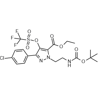 1H-Pyrazole-5-carboxylic acid, 3-(4-chlorophenyl)-1-[2-[[(1,1-dimethylethoxy)carbonyl]amino]ethyl]-4-[[(trifluoromethyl)sulfonyl]oxy]-, ethyl ester picture