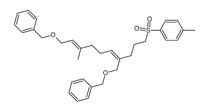 ((((2Z,6E)-6-methyl-2-(3-tosylpropyl)octa-2,6-diene-1,8-diyl)bis(oxy))bis(methylene))dibenzene Structure