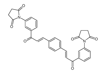 1-[3-[(E)-3-[4-[(E)-3-[3-(2,5-dioxopyrrolidin-1-yl)phenyl]-3-oxoprop-1-enyl]phenyl]prop-2-enoyl]phenyl]pyrrolidine-2,5-dione Structure