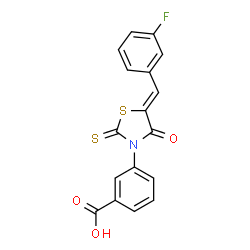 3-[(5Z)-5-(3-Fluorobenzylidene)-4-oxo-2-thioxo-1,3-thiazolidin-3-yl]benzoic acid structure