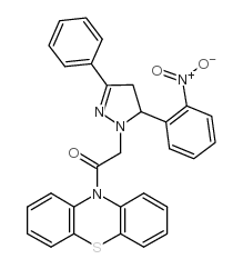 10-((4,5-Dihydro-5-(2-nitrophenyl)-3-phenyl-1H-pyrazol-1-yl)acetyl)-10 H-phenothiazine Structure