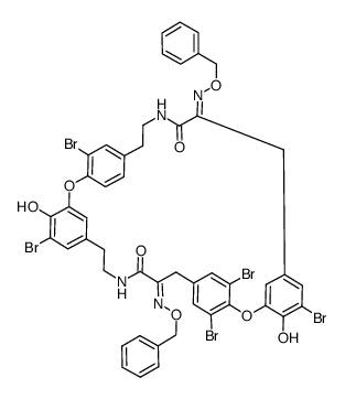 (8E,14E)-8,14-bis((benzyloxy)imino)-15,32,105,122,126-pentabromo-16,104-dihydroxy-2,11-dioxa-6,16-diaza-1,10(1,3),3,12(1,4)-tetrabenzenacyclooctadecaphane-7,15-dione结构式