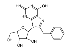 2-amino-8-benzyl-9-[(2R,3R,4S,5R)-3,4-dihydroxy-5-(hydroxymethyl)oxolan-2-yl]-3H-purin-6-one结构式