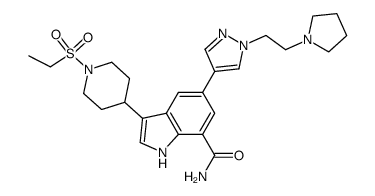 3-[1-(ethylsulfonyl)-4-piperidinyl]-5-{1-[2-(1-pyrrolidinyl)ethyl]-1H-pyrazol-4-yl}-1H-indole-7-carboxamide Structure