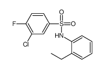 3-chloro-N-(2-ethylphenyl)-4-fluorobenzenesulfonamide结构式